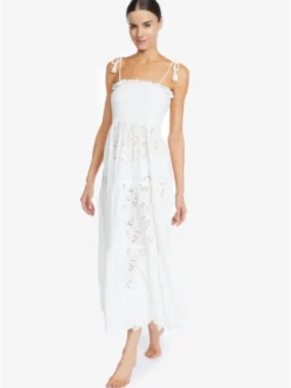 Robin Piccone White Eyelet Cotton Maxi Dress
